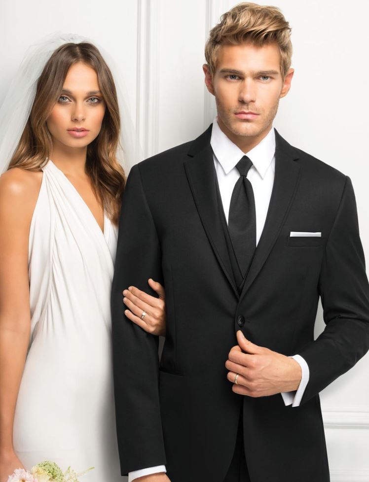 Model couple wearing wedding attire
