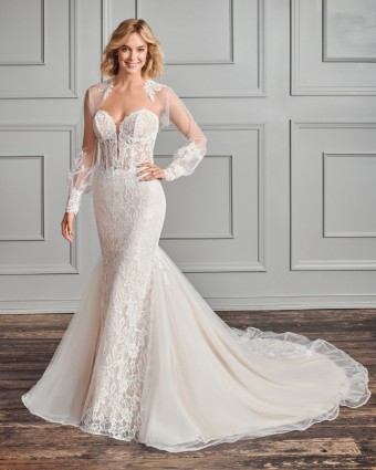 Ella Rosa KWJ336EB (With Jacket, dress has a removable linning) Style #BE633J #0 default Ivory/Nude/Ivory Silver thumbnail