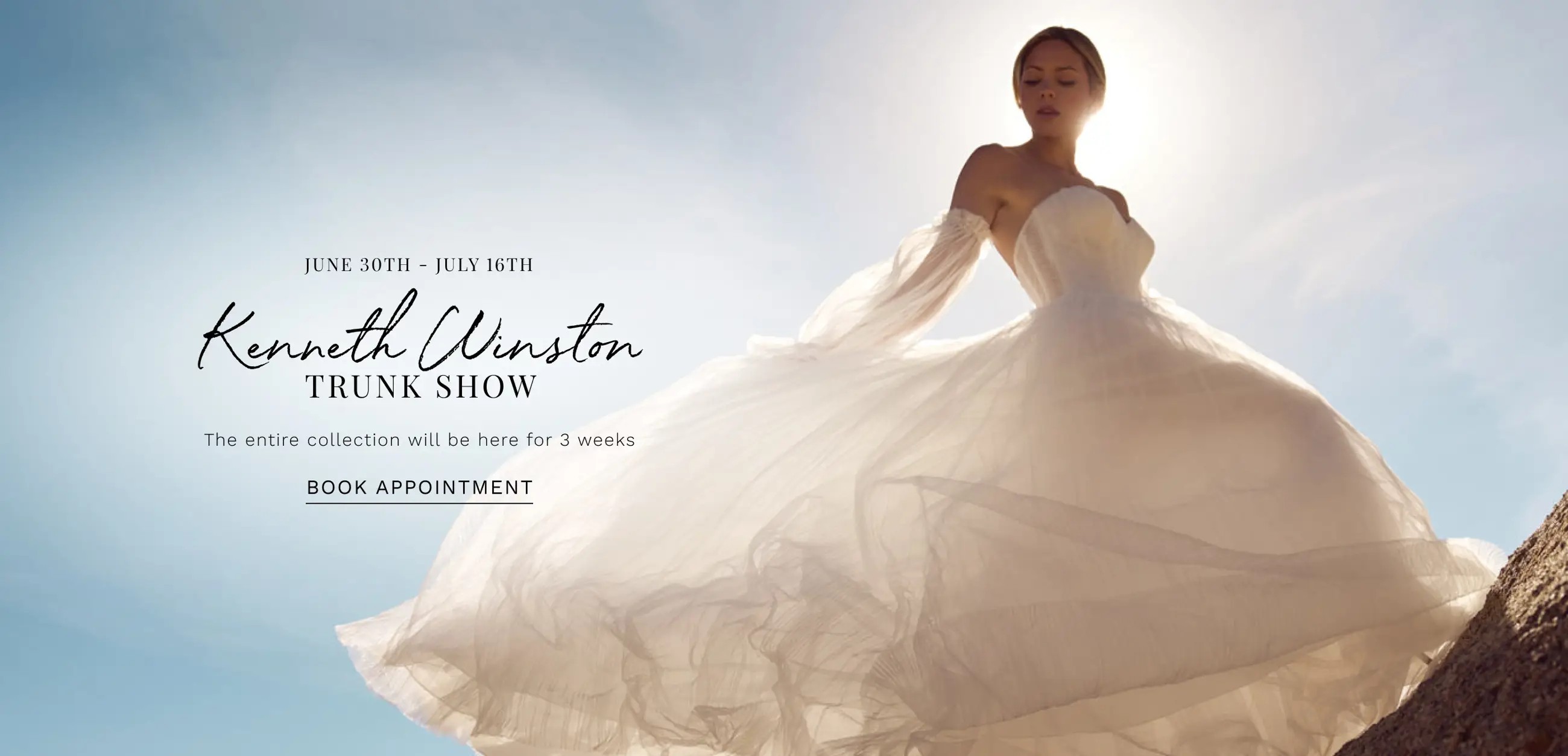 Kenneth Winston trunk show at Dublin Bridal. Model wearing Kenneth Winston bridal gown.